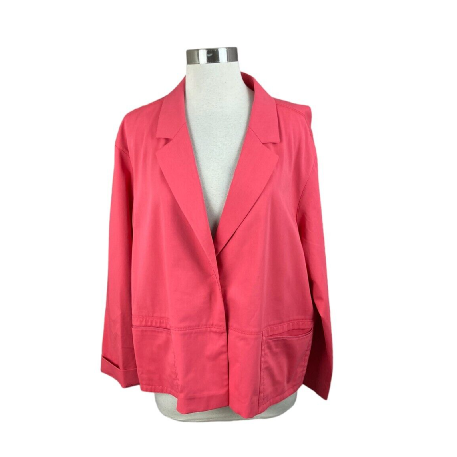 Lafayette 148 New York New Xl Salmon Snap Front Blazer Jacket Pockets